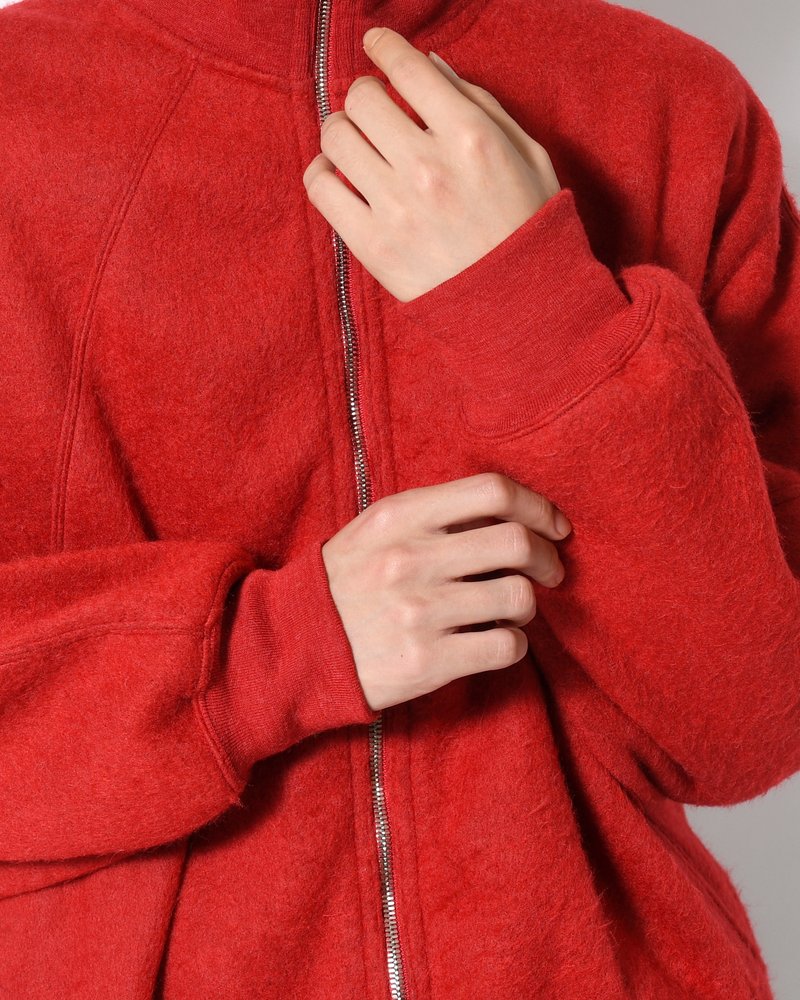 Pe/Alpaca Fleece Track Jacket -DarkRed-