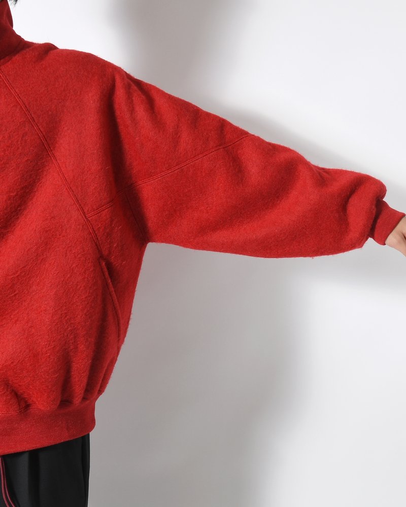 Pe/Alpaca Fleece Track Jacket -DarkRed-
