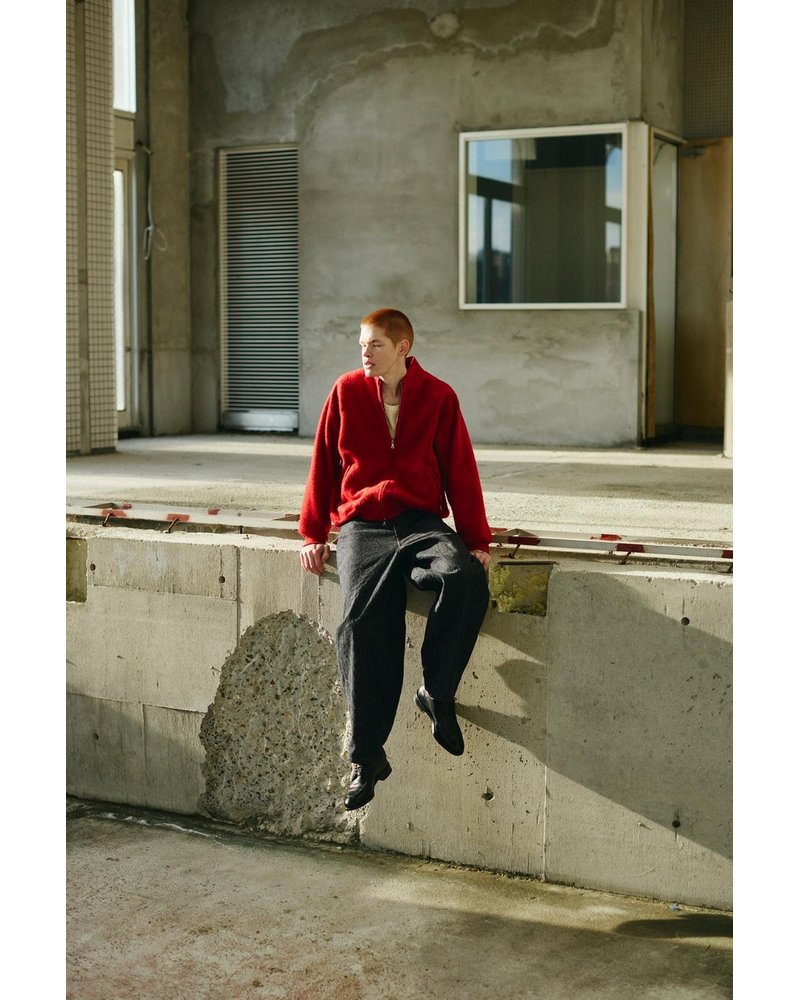 Pe/Alpaca Fleece Track Jacket -DarkRed-