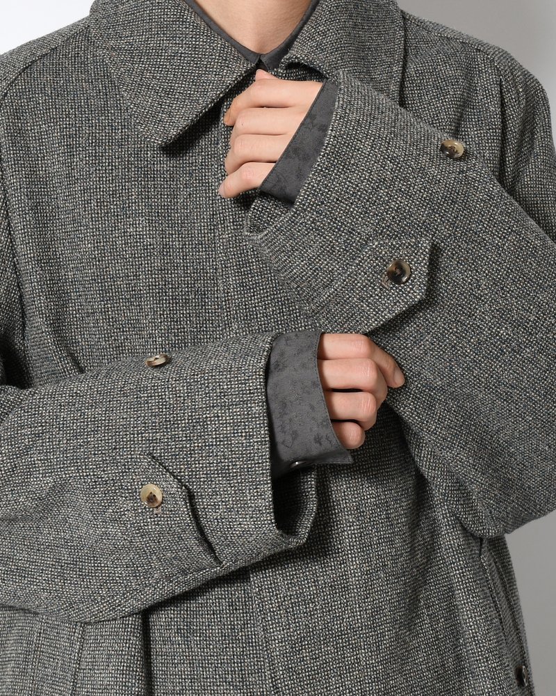 Tweed Balmacaan Coat -Mix-