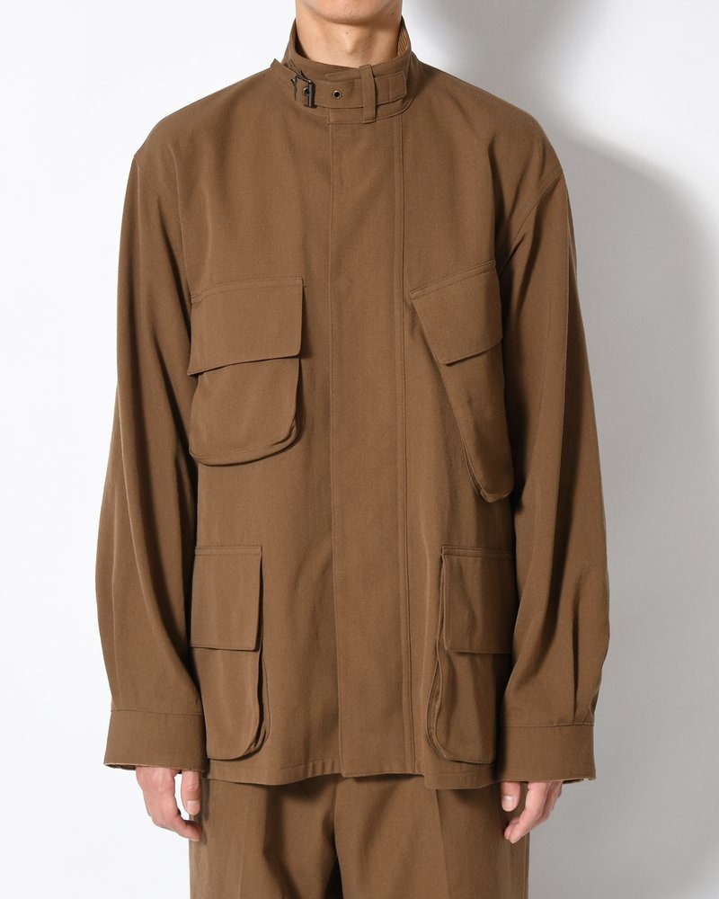 Wool Gabardine Rider's Jacket -KhakiBeige-