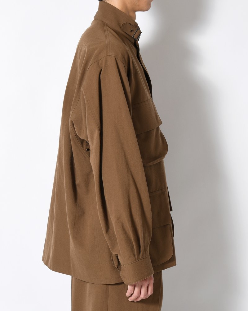 Wool Gabardine Rider's Jacket -KhakiBeige-