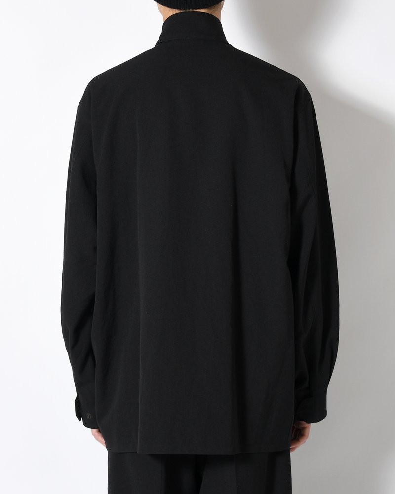 Wool Gabardine Rider's Jacket -Black-