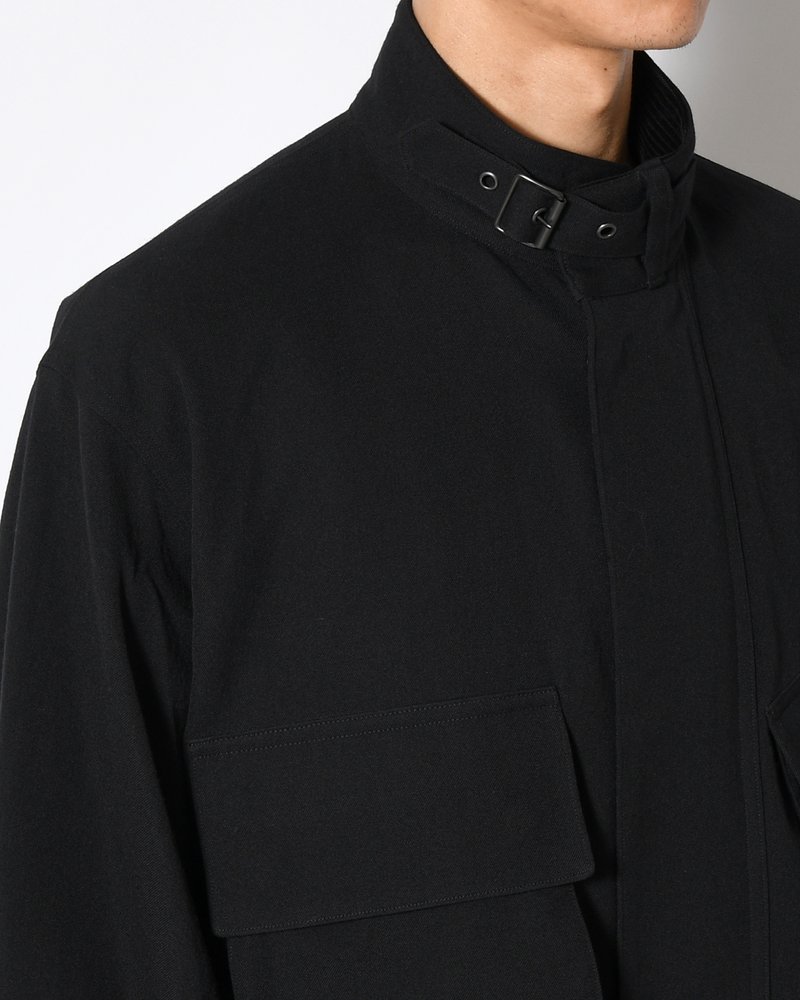 Wool Gabardine Rider's Jacket -Black-