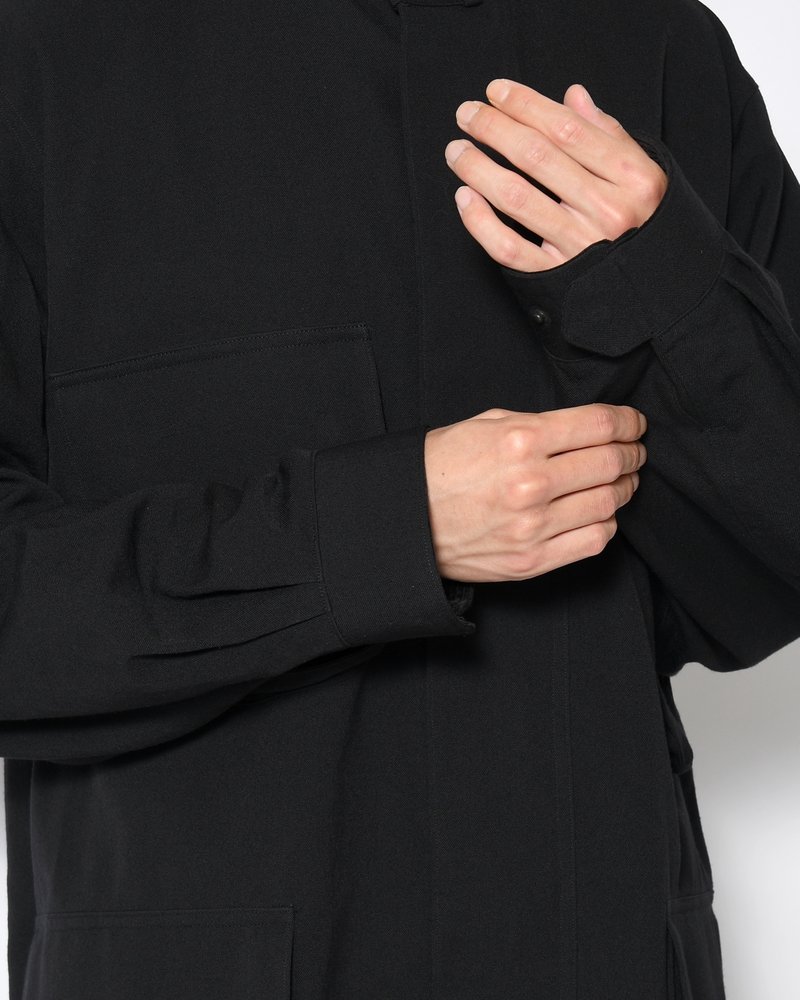 Wool Gabardine Rider's Jacket -Black-