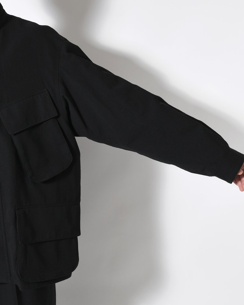 Wool Gabardine Rider's Jacket -Black-