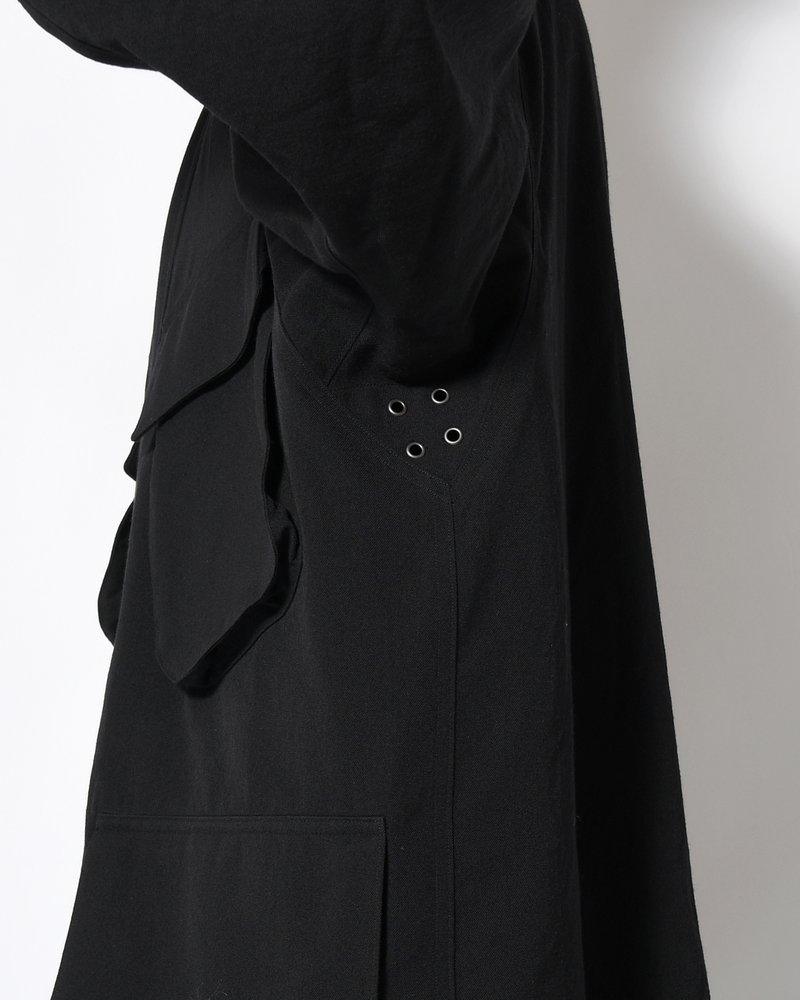 Wool Gabardine Rider's Jacket -Black-