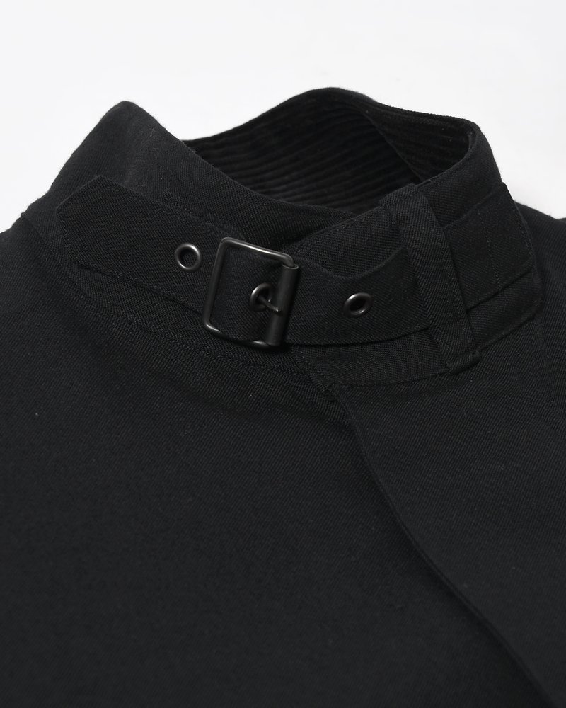Wool Gabardine Rider's Jacket -Black-