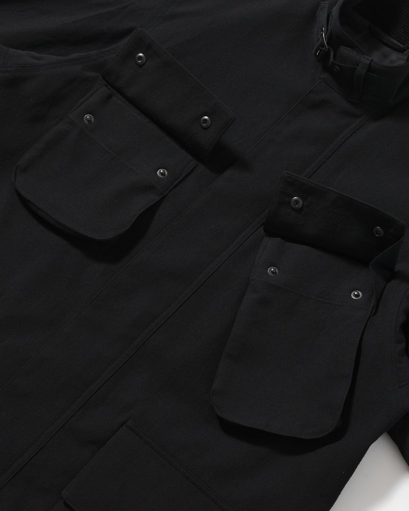 Wool Gabardine Rider's Jacket -Black-