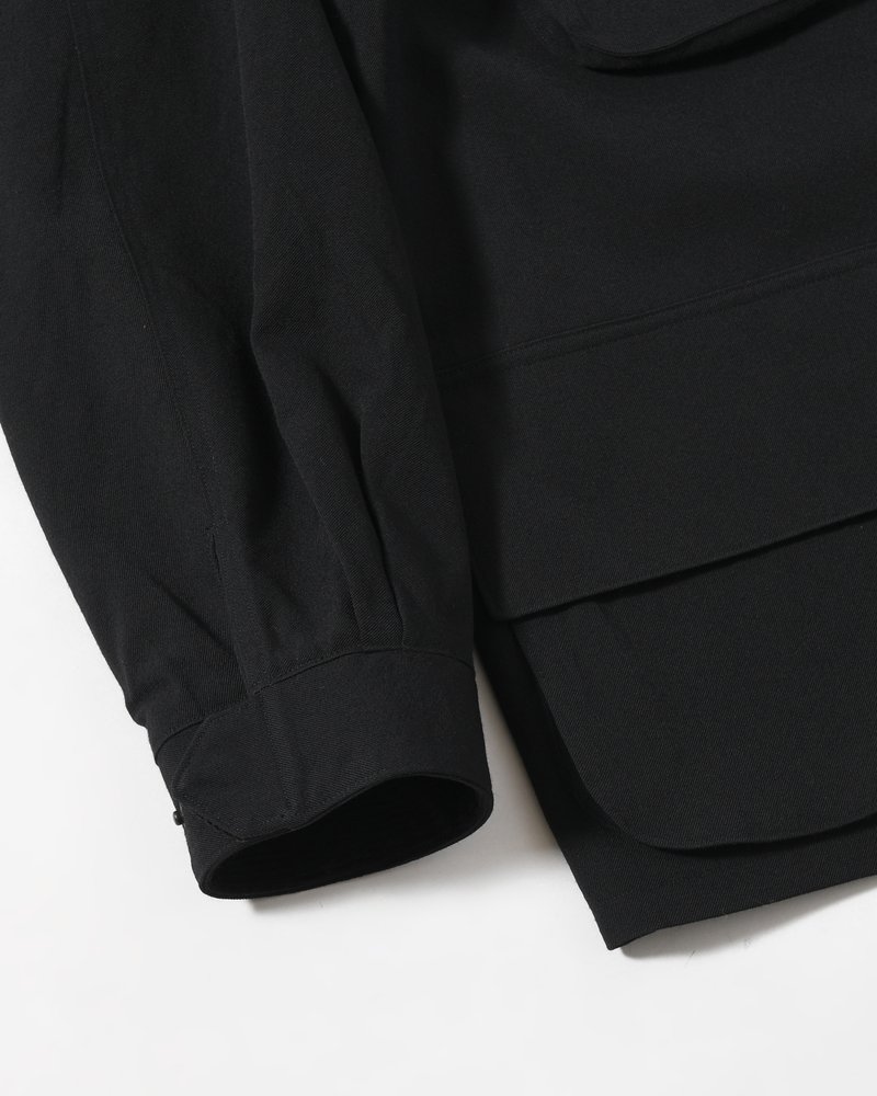 Wool Gabardine Rider's Jacket -Black-