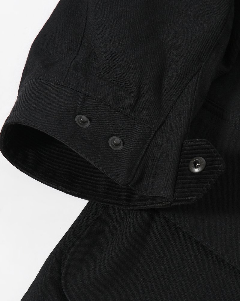Wool Gabardine Rider's Jacket -Black-