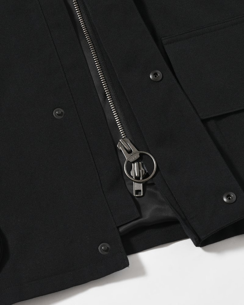 Wool Gabardine Rider's Jacket -Black-
