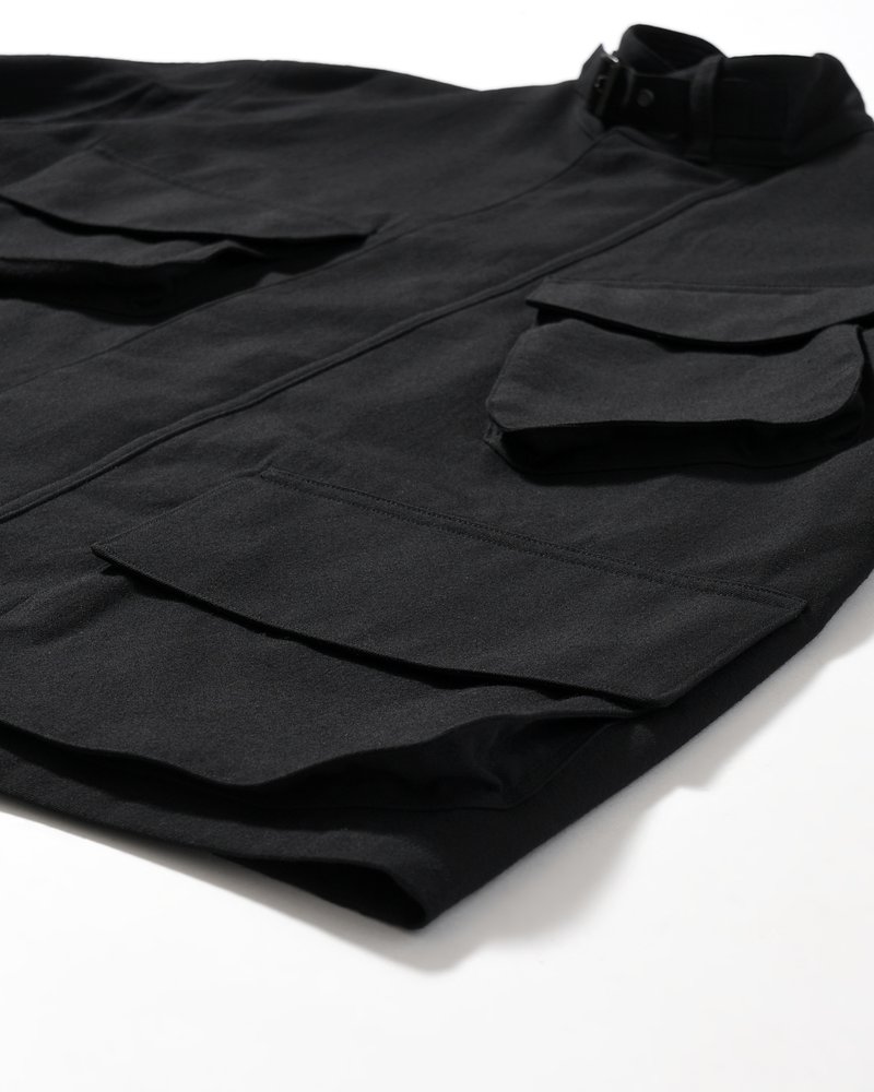 Wool Gabardine Rider's Jacket -Black-