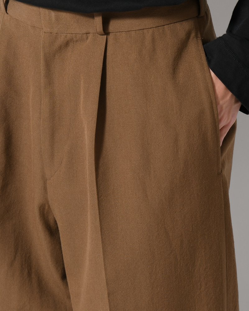 Wool Gabardine Trousers -KhakiBeige-