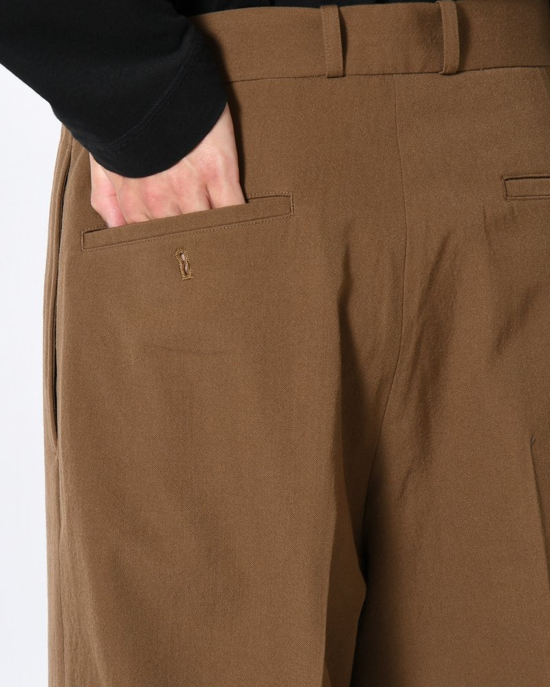 Wool Gabardine Trousers -KhakiBeige-