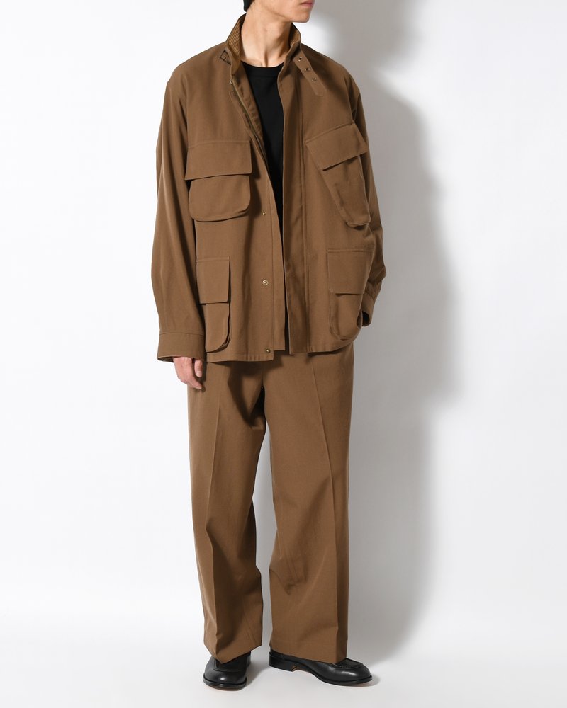 Wool Gabardine Trousers -KhakiBeige-