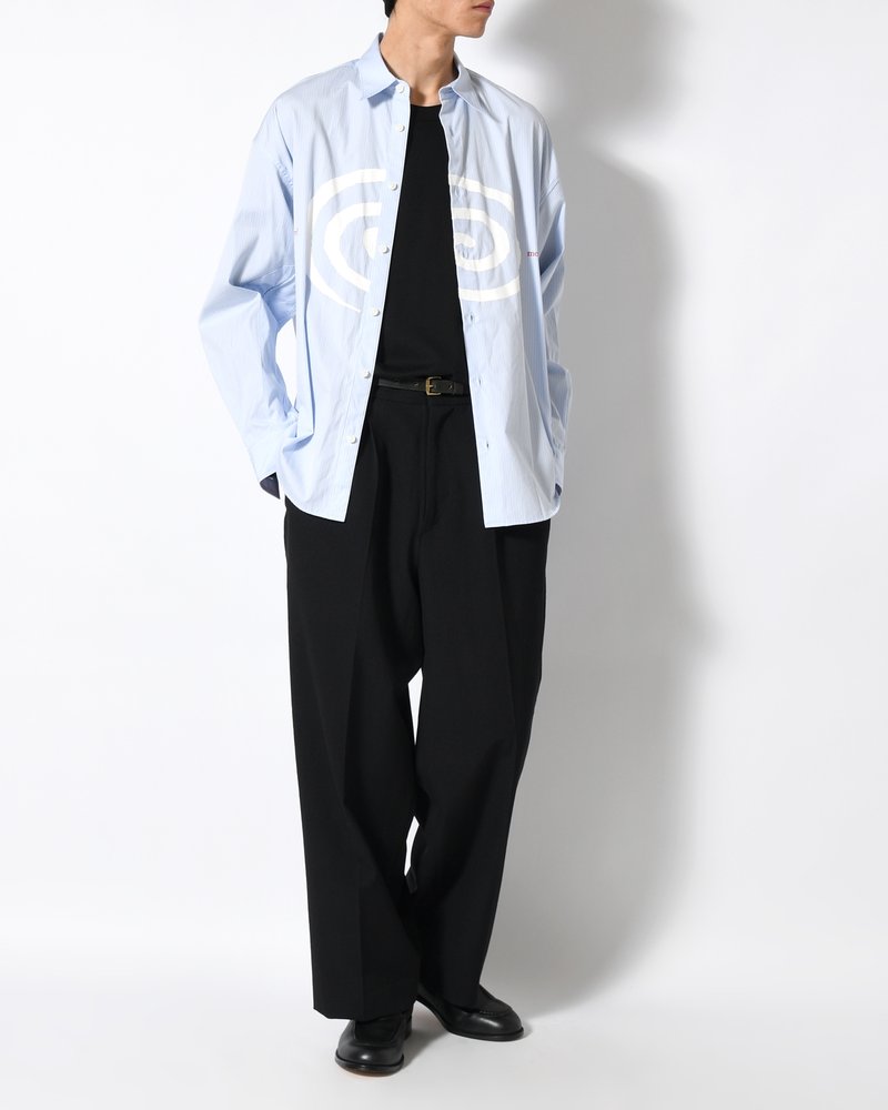 Wool Gabardine Trousers -Black-