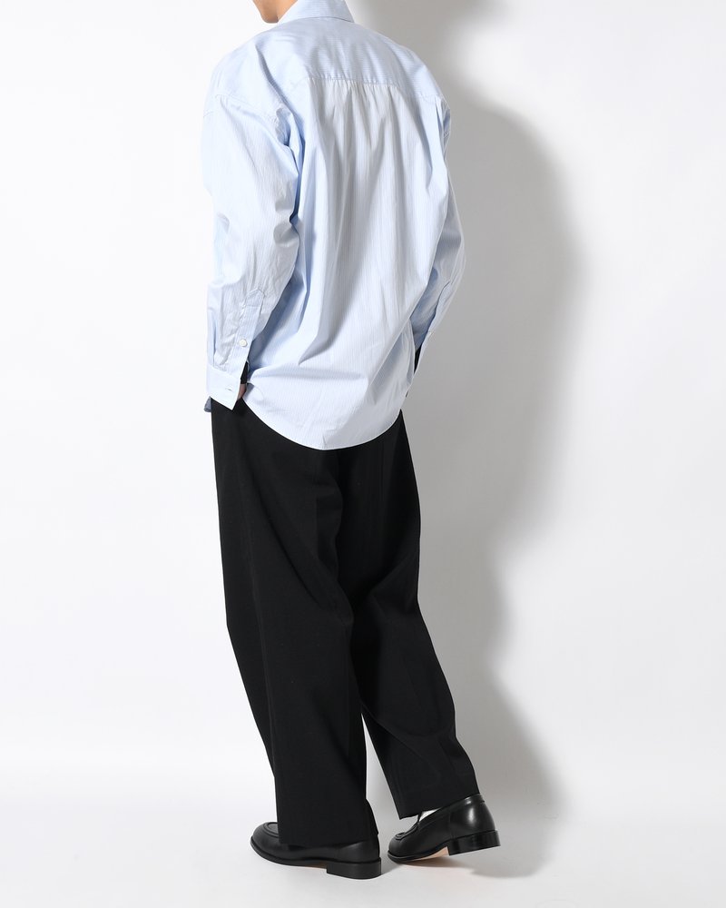 Wool Gabardine Trousers -Black-