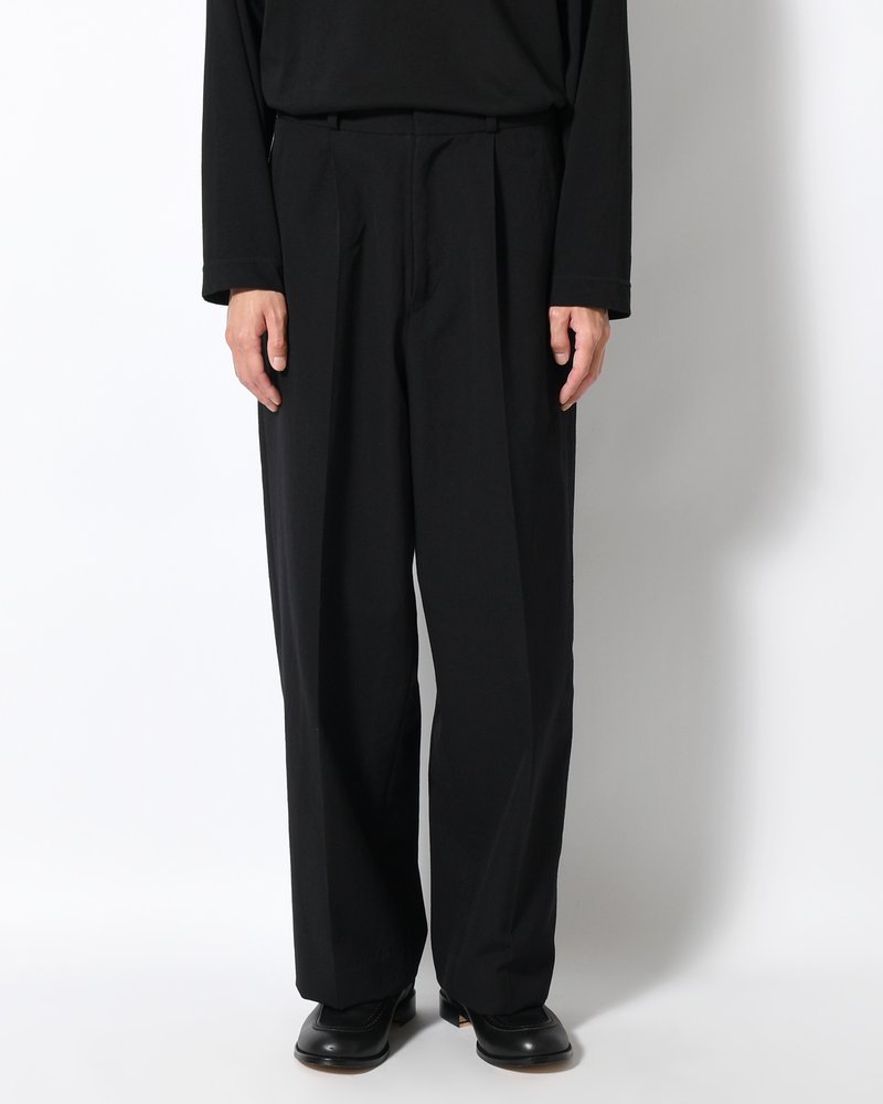 Wool Gabardine Trousers -Black-