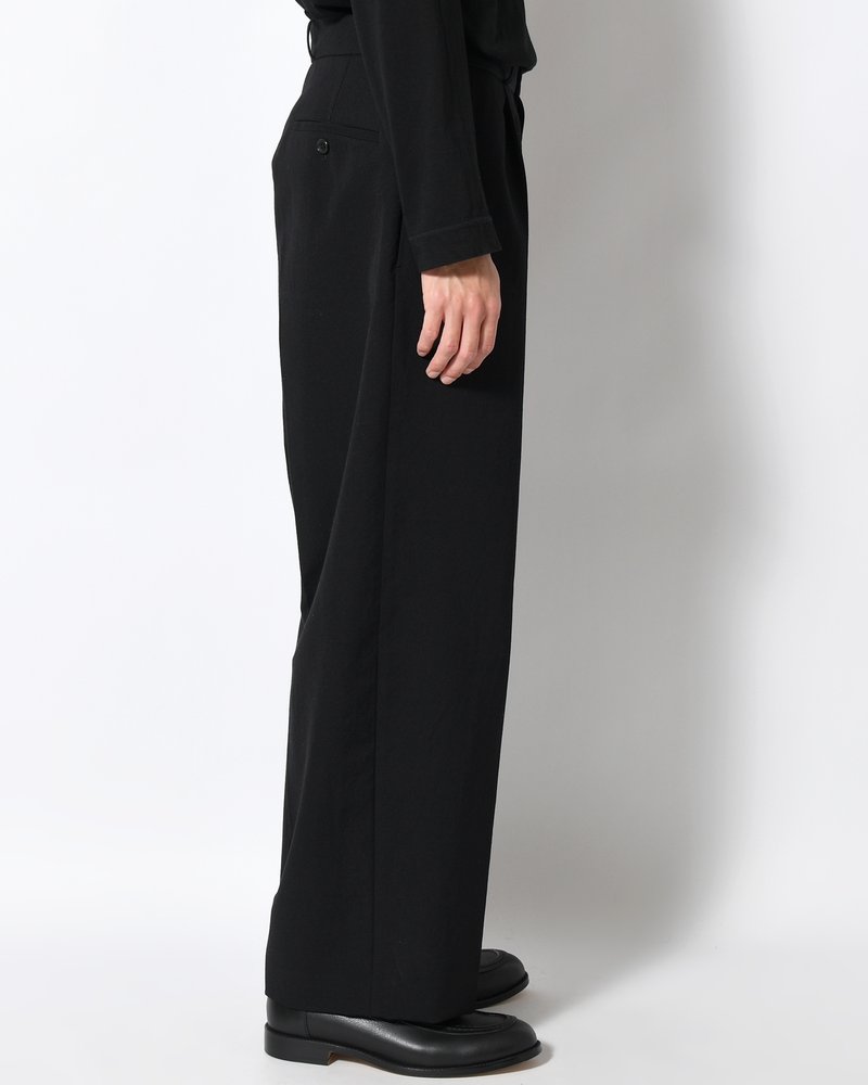 Wool Gabardine Trousers -Black-