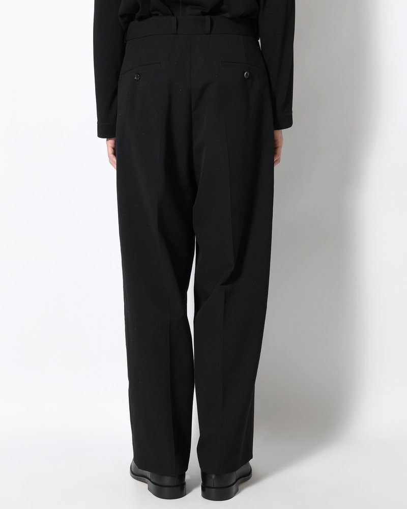 Wool Gabardine Trousers -Black-