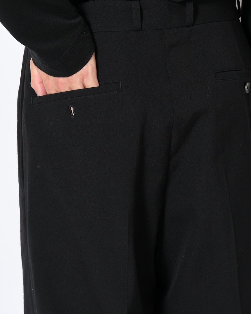 Wool Gabardine Trousers -Black-