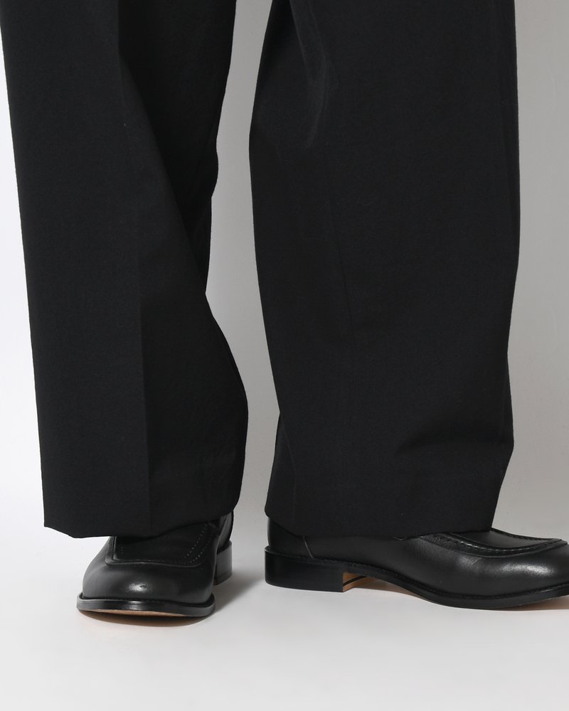 Wool Gabardine Trousers -Black-