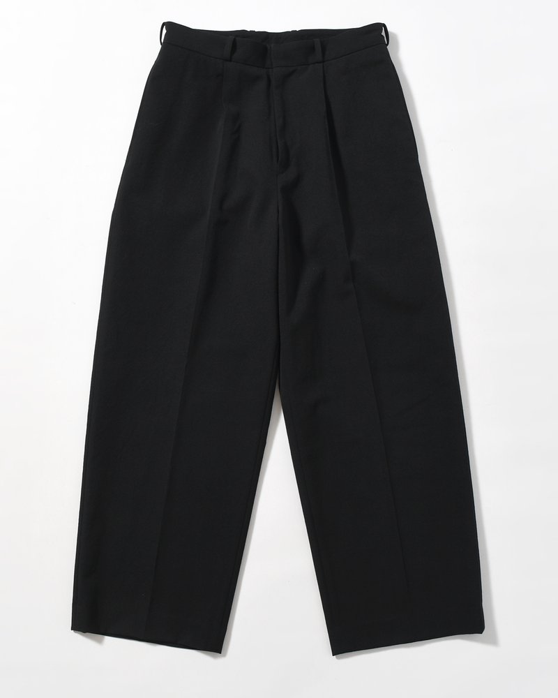 Wool Gabardine Trousers -Black-