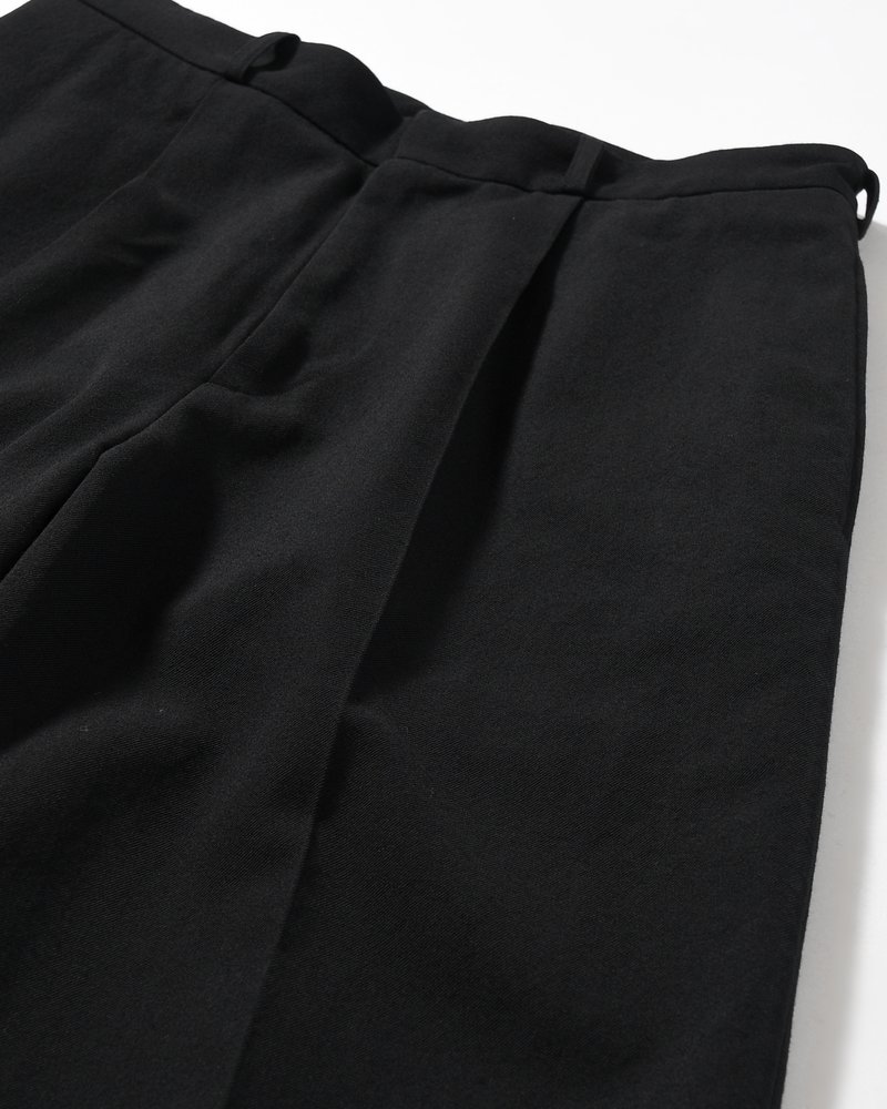 Wool Gabardine Trousers -Black-