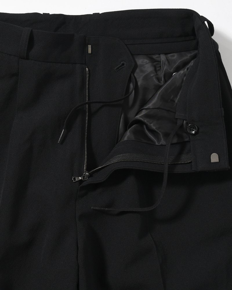 Wool Gabardine Trousers -Black-