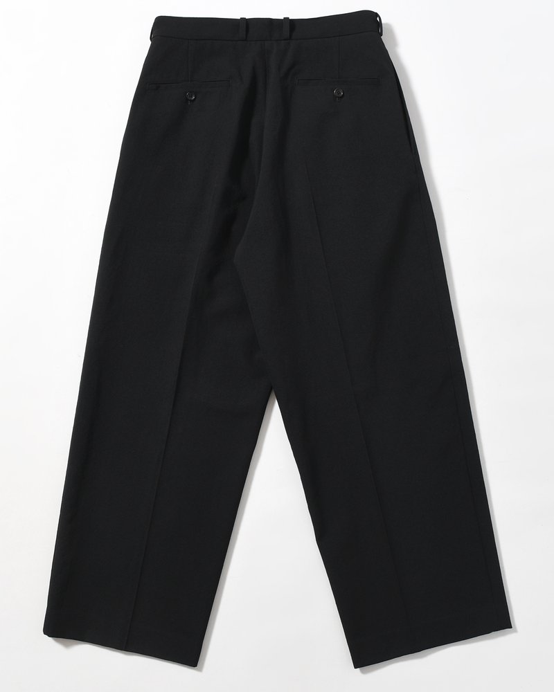 Wool Gabardine Trousers -Black-