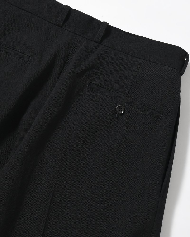 Wool Gabardine Trousers -Black-
