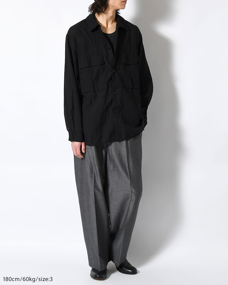 Silk-Co Voile Military Shirt -Black-