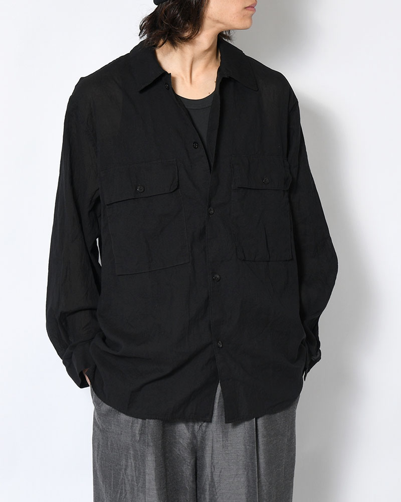Silk-Co Voile Military Shirt -Black-