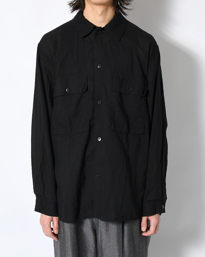 Silk-Co Voile Military Shirt -Black-