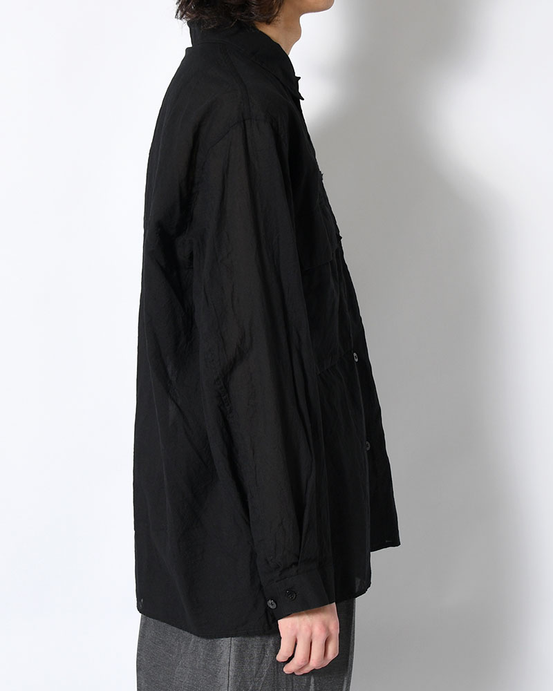 Silk-Co Voile Military Shirt -Black-