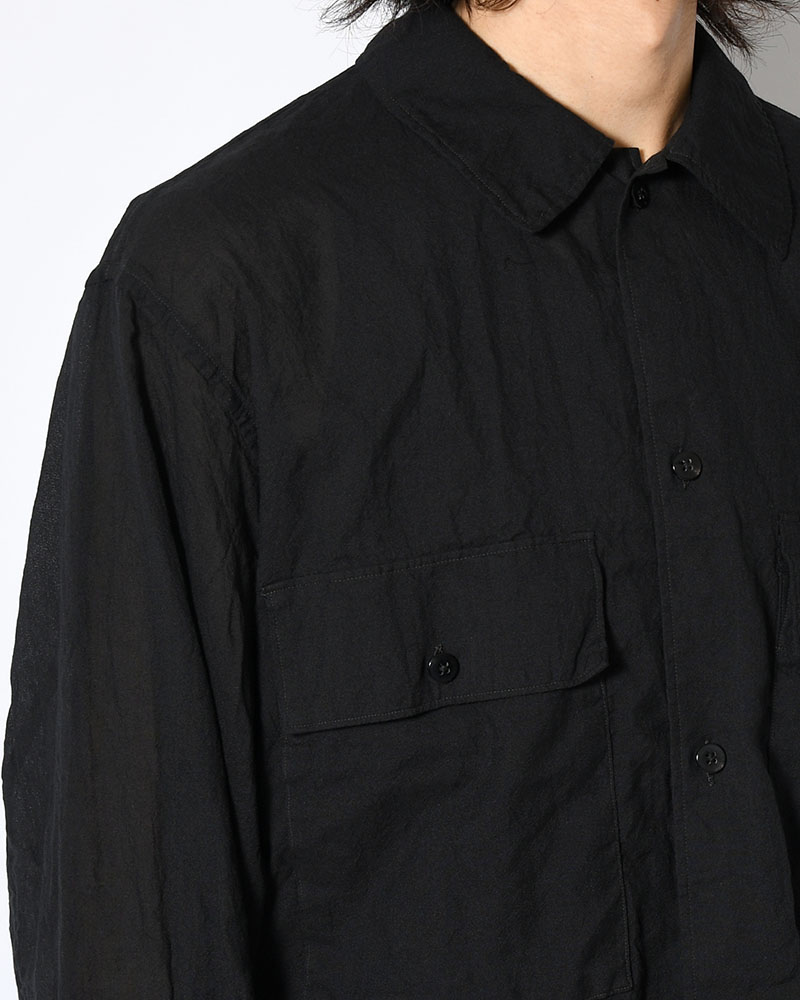 Silk-Co Voile Military Shirt -Black-