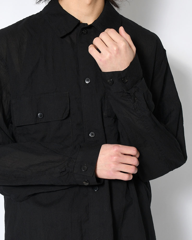 Silk-Co Voile Military Shirt -Black-