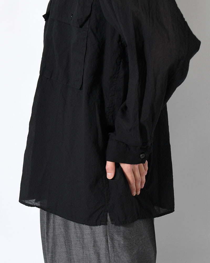 Silk-Co Voile Military Shirt -Black-