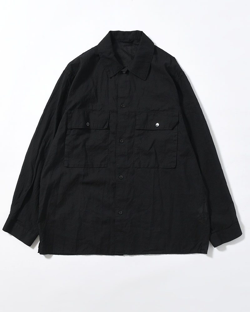 Silk-Co Voile Military Shirt -Black-
