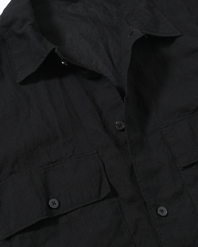 Silk-Co Voile Military Shirt -Black-