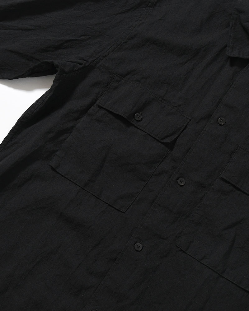 Silk-Co Voile Military Shirt -Black-