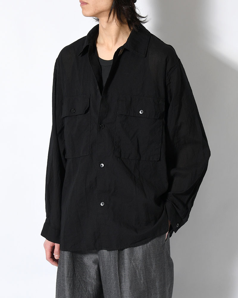 Silk-Co Voile Military Shirt -Black-