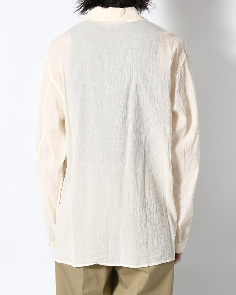 Silk-Co Voile Military Shirt -Ivory-