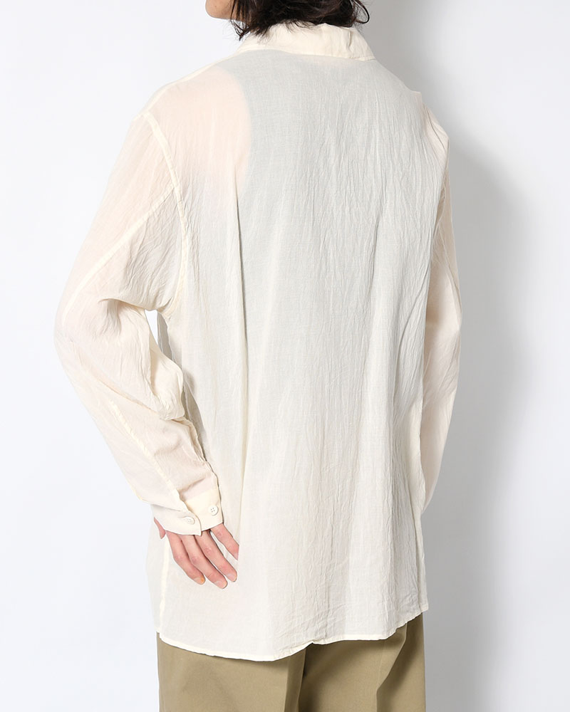 Silk-Co Voile Military Shirt -Ivory-