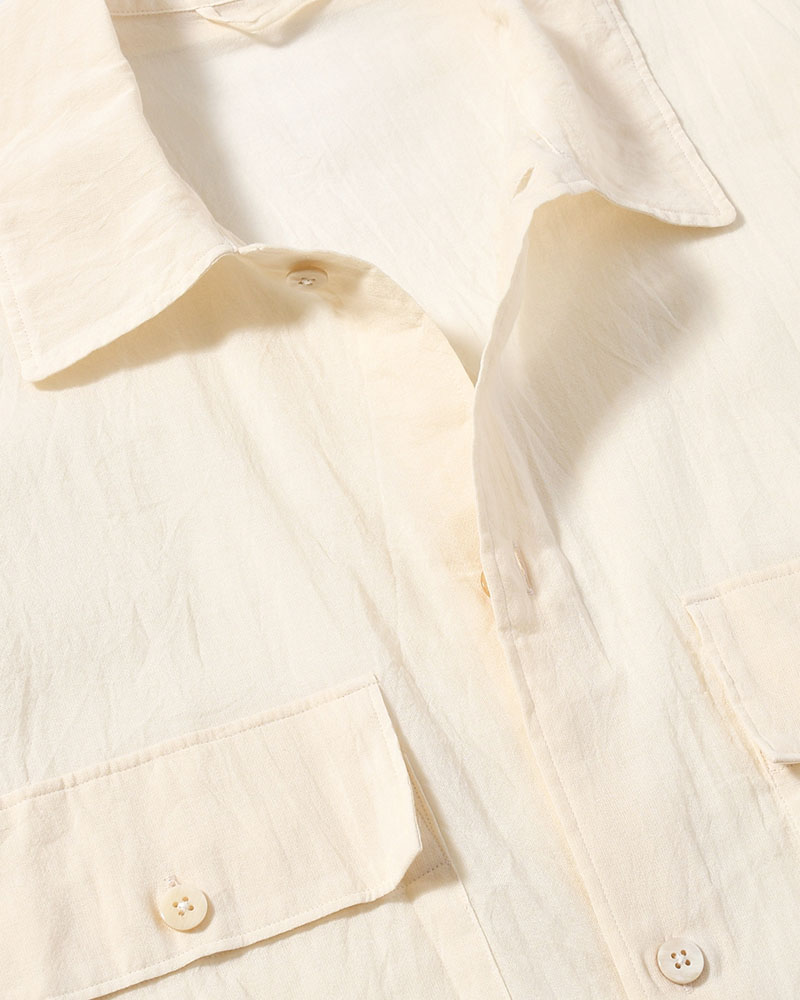 Silk-Co Voile Military Shirt -Ivory-