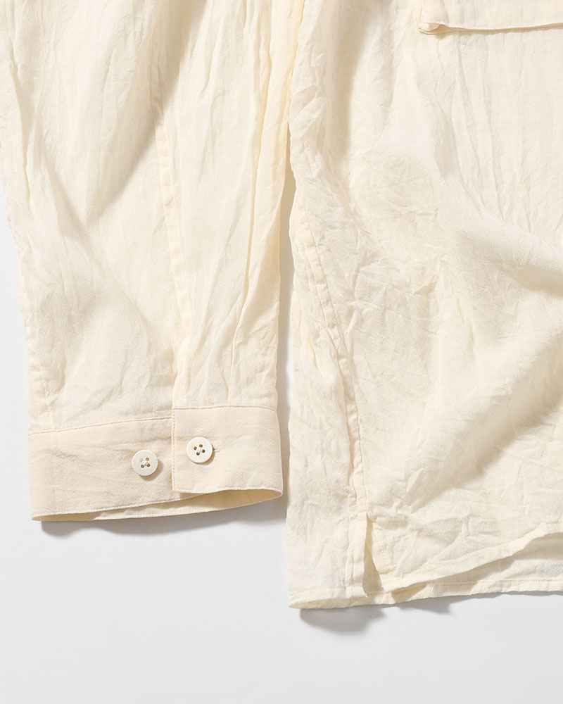 Silk-Co Voile Military Shirt -Ivory-