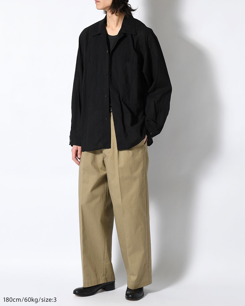 Silk-Co Voile Open-collar Shirt L/S -Black-