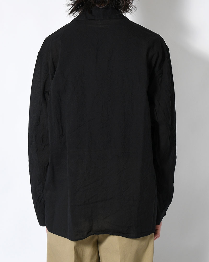 Silk-Co Voile Open-collar Shirt L/S -Black-