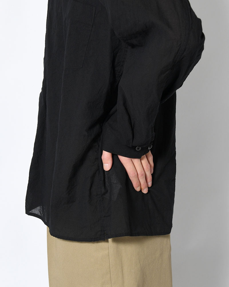 Silk-Co Voile Open-collar Shirt L/S -Black-